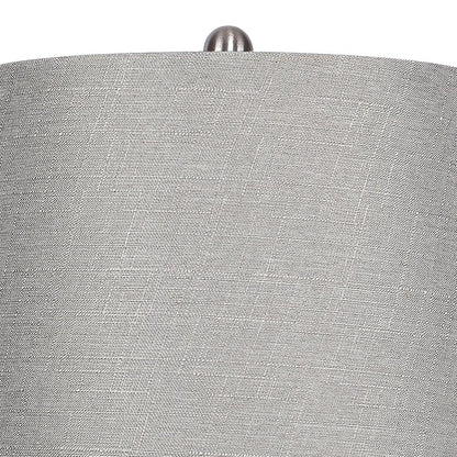 Brushed Nickel, Light Grey Linen Ashland 27" Metal Table Lamp - Set of 2