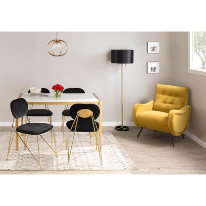 Gold Metal, Black Velvet Gwen Chair - Set of 2