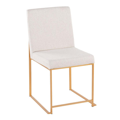 Gold Steel, Beige Fabric High Back Fuji Dining Chair - Set of 2