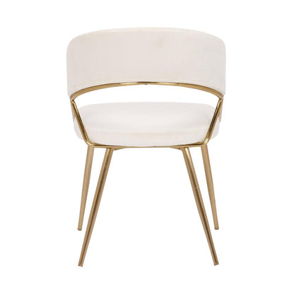 Gold Steel, Cream Velvet Jie Dining Chair - Set of 2