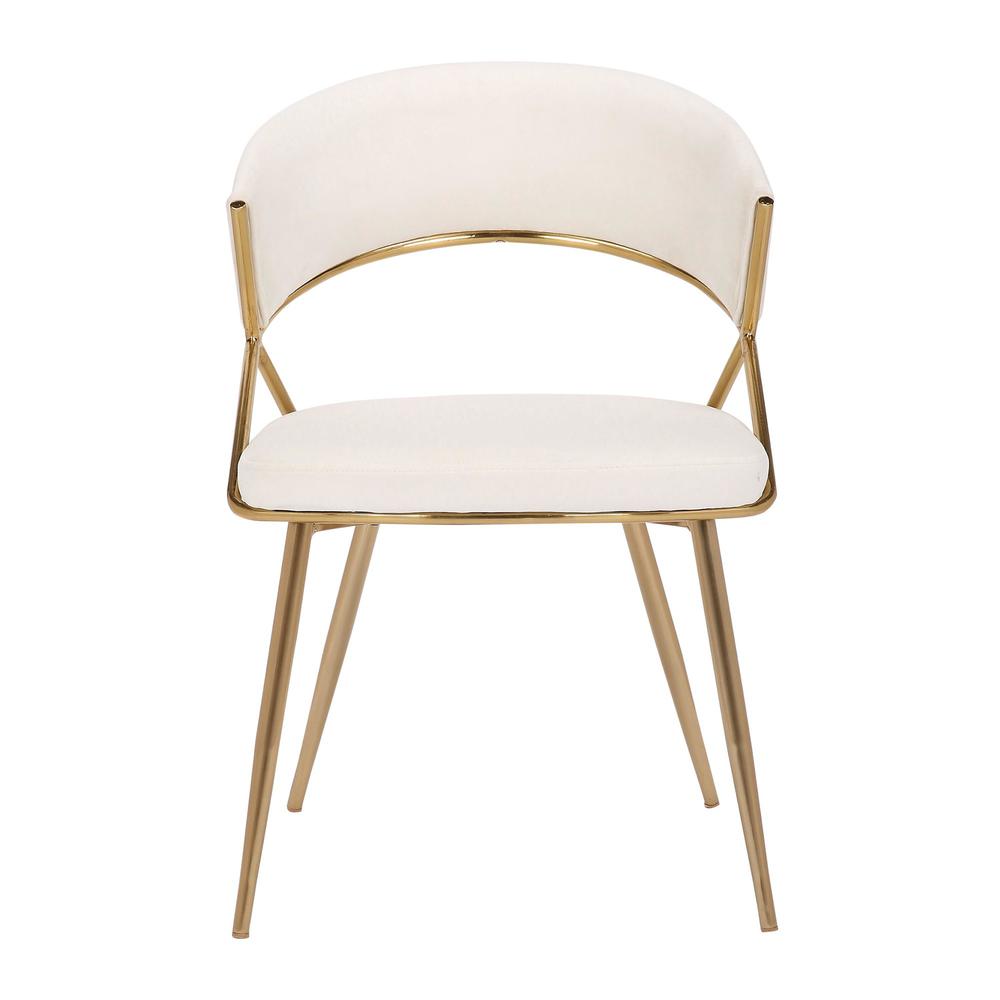 Gold Steel, Cream Velvet Jie Dining Chair - Set of 2