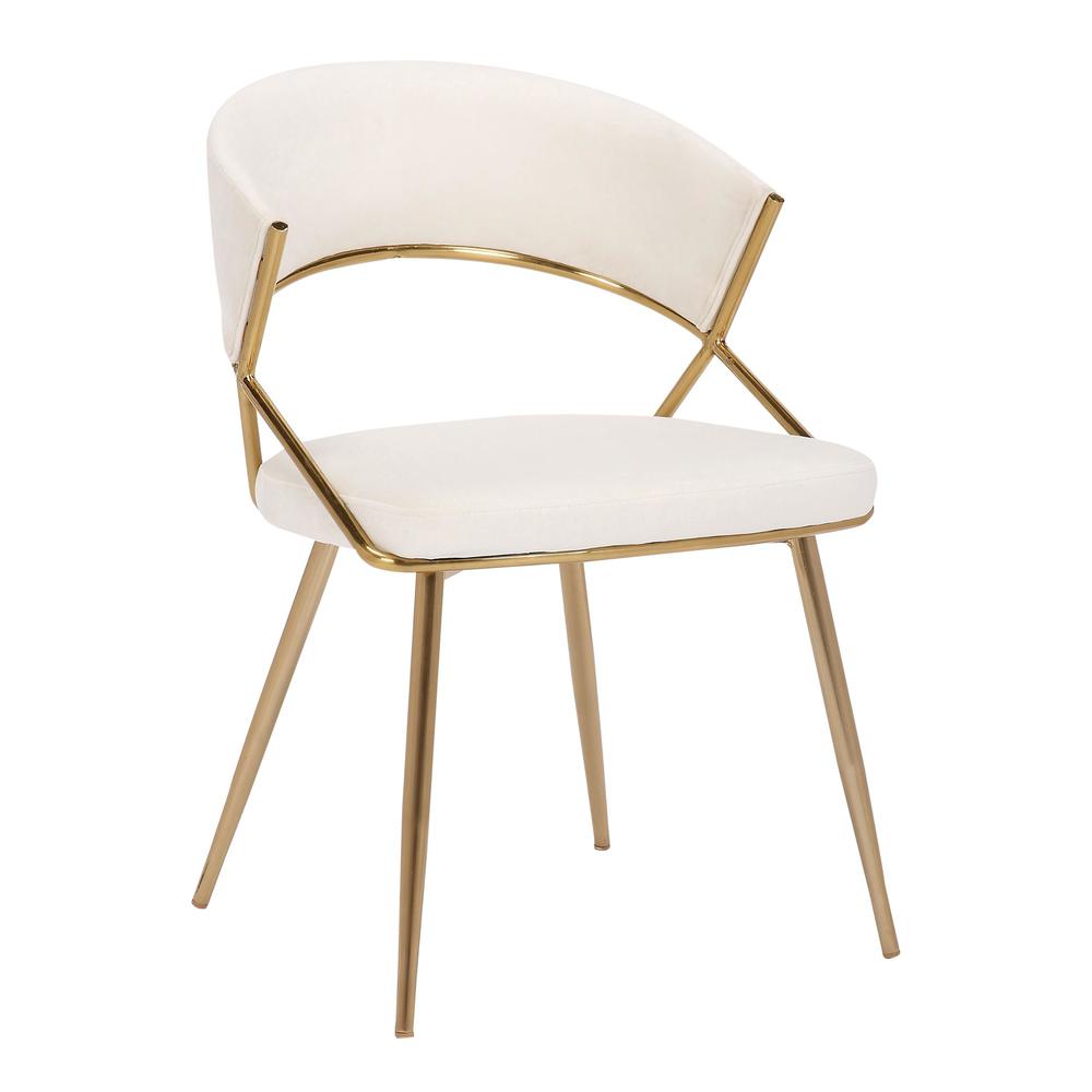 Gold Steel, Cream Velvet Jie Dining Chair - Set of 2