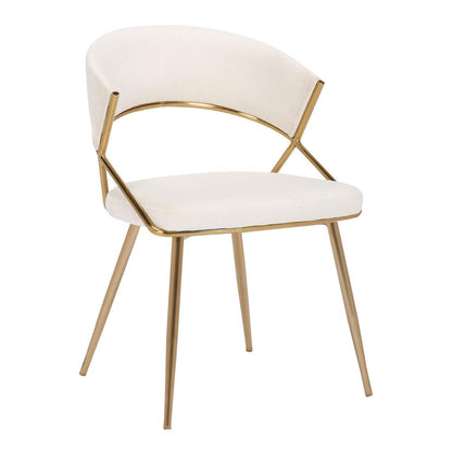 Gold Steel, Cream Velvet Jie Dining Chair - Set of 2