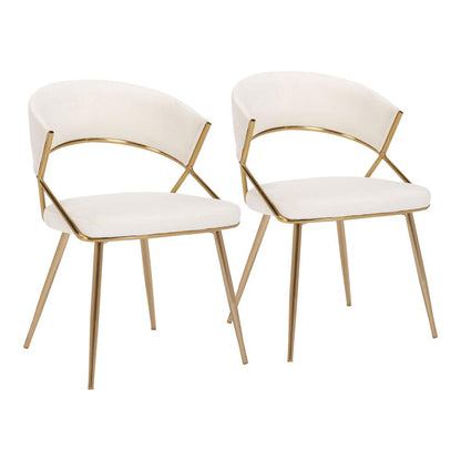 Gold Steel, Cream Velvet Jie Dining Chair - Set of 2