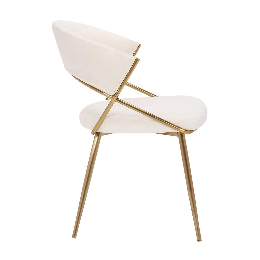 Gold Steel, Cream Velvet Jie Dining Chair - Set of 2