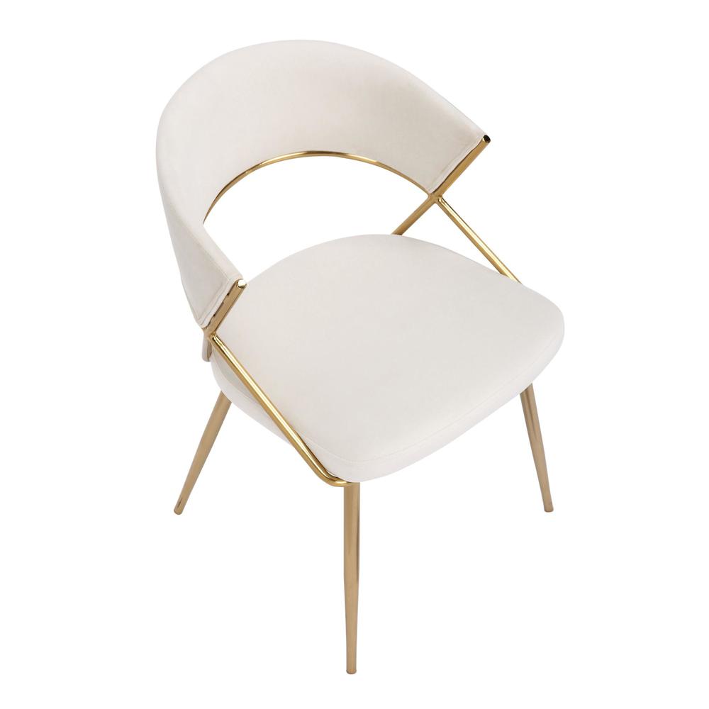 Gold Steel, Cream Velvet Jie Dining Chair - Set of 2