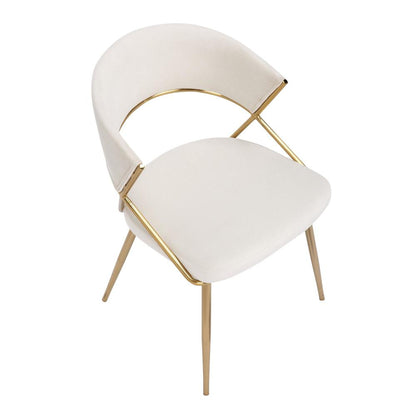 Gold Steel, Cream Velvet Jie Dining Chair - Set of 2