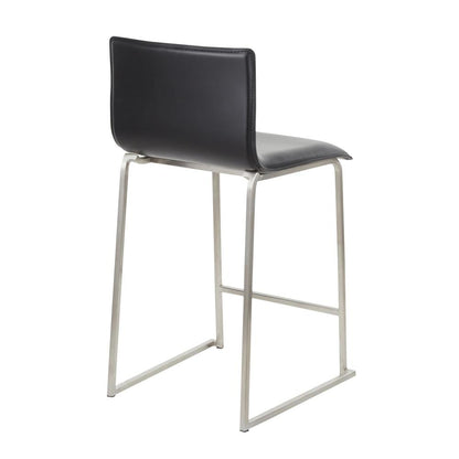 Stainless Steel, Black PU Mara Counter Stool - Set of 2