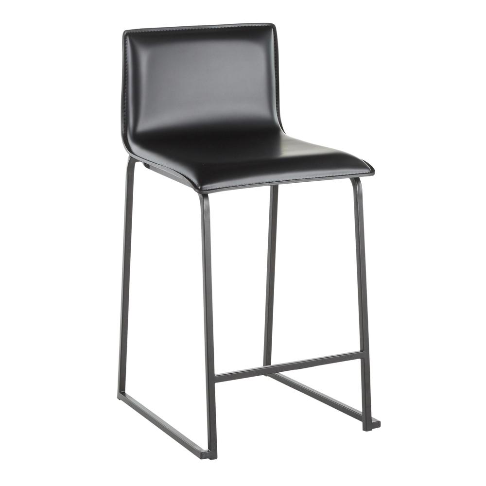 Black Metal, Black PU Mara Counter Stool - Set of 2