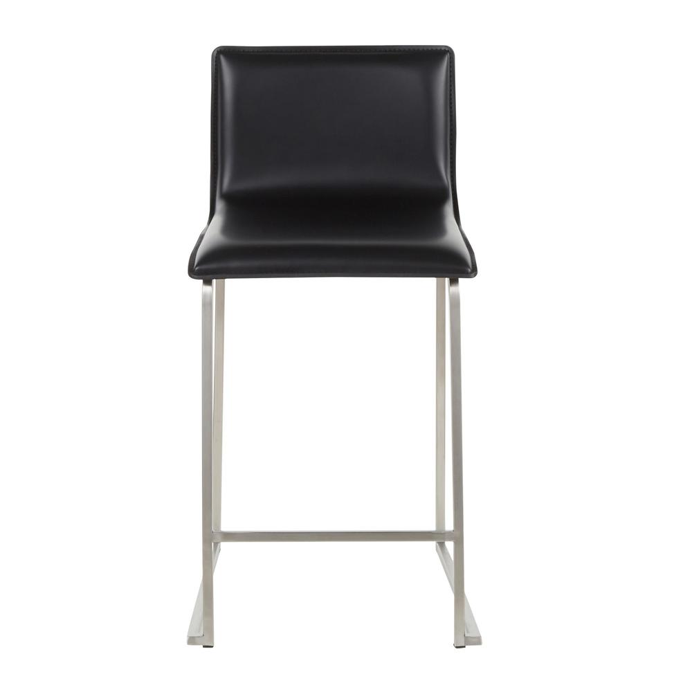 Stainless Steel, Black PU Mara Counter Stool - Set of 2