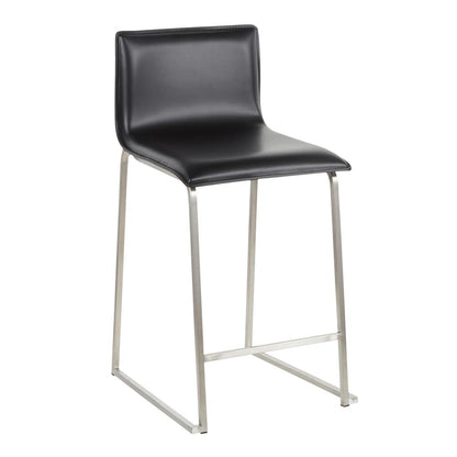 Stainless Steel, Black PU Mara Counter Stool - Set of 2