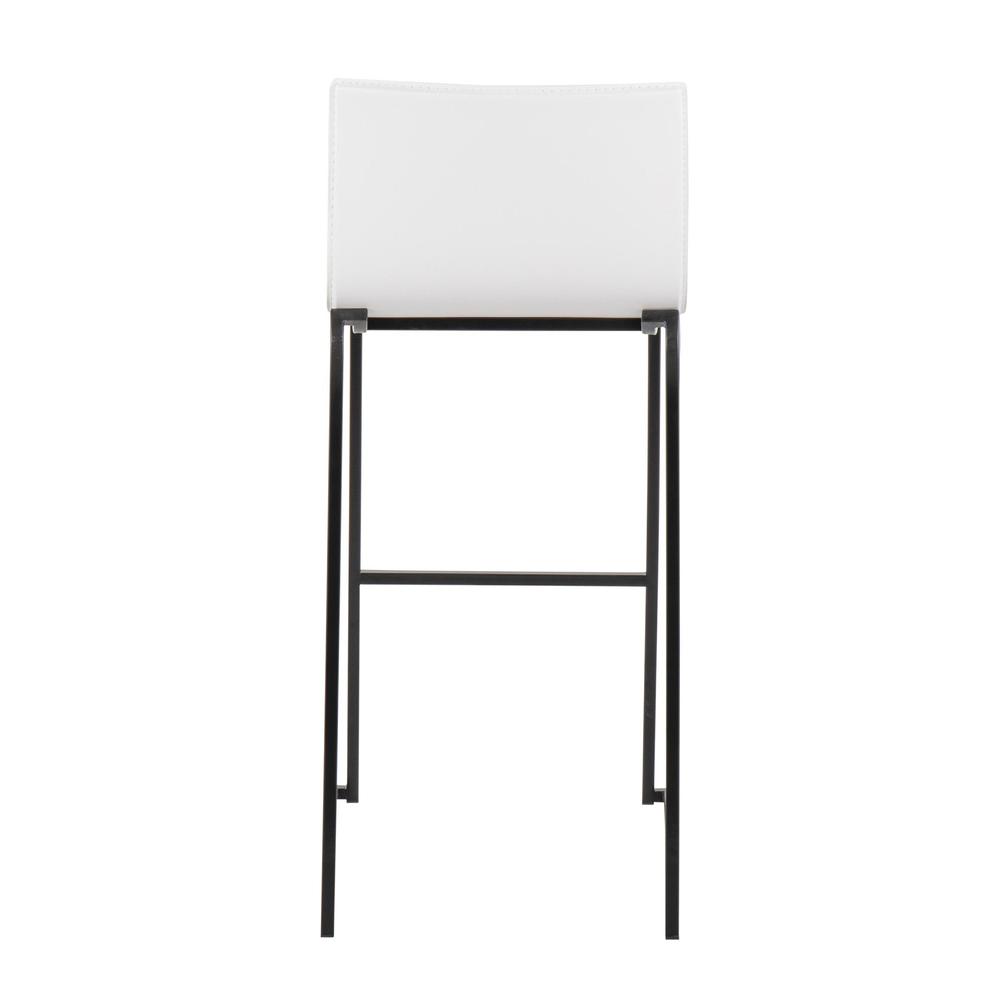 Black Steel, White PU Mara Barstool - Set of 2