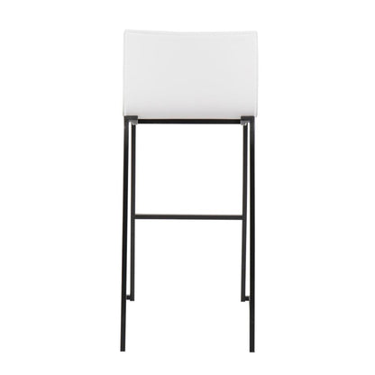 Black Steel, White PU Mara Barstool - Set of 2
