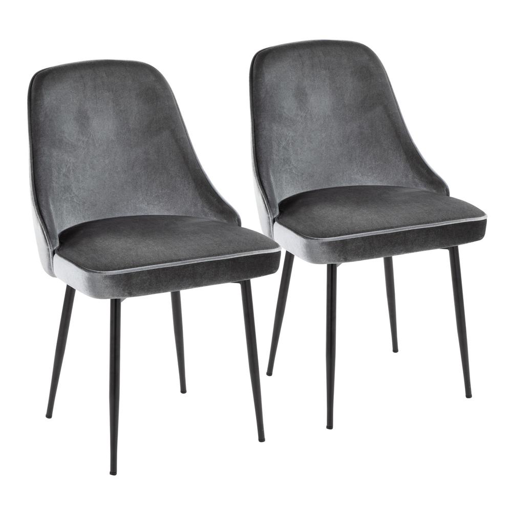 Black Metal, Blue Velvet Marcel Dining Chair - Set of 2