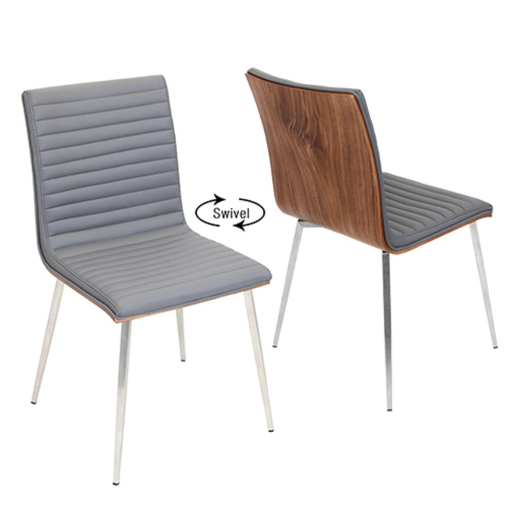 Walnut, Grey Mason Swivel Chair - Set of 2
