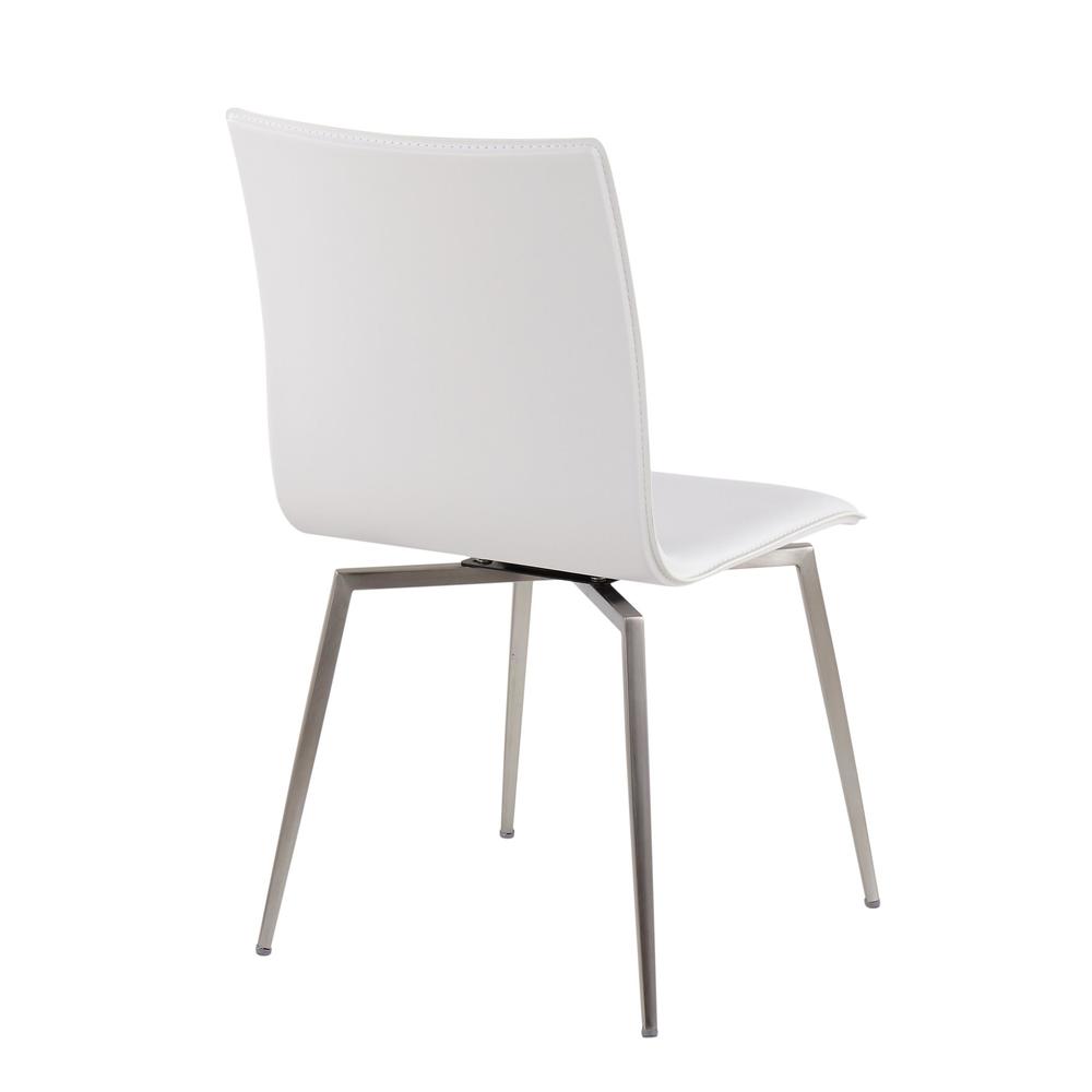 Brushed Stainless Steel, White PU Mason Upholstered Chair - Set of 2