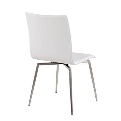 Brushed Stainless Steel, White PU Mason Upholstered Chair - Set of 2