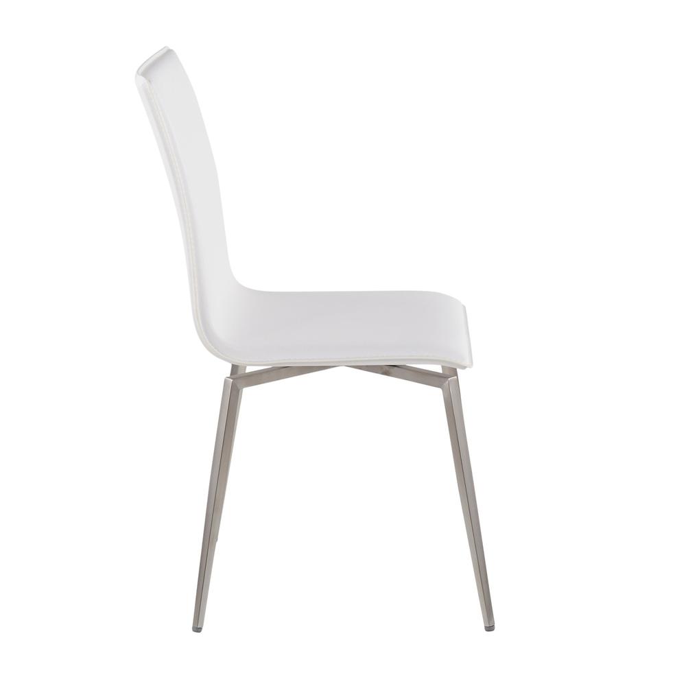 Brushed Stainless Steel, White PU Mason Upholstered Chair - Set of 2