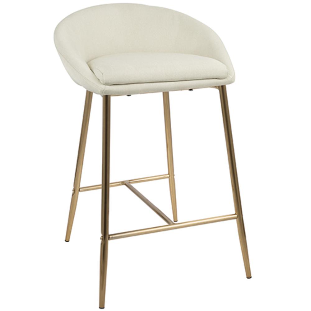 Gold, Cream Fabric Matisse Counter Stool - Set of 2