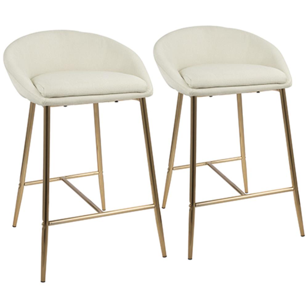 Gold, Cream Fabric Matisse Counter Stool - Set of 2
