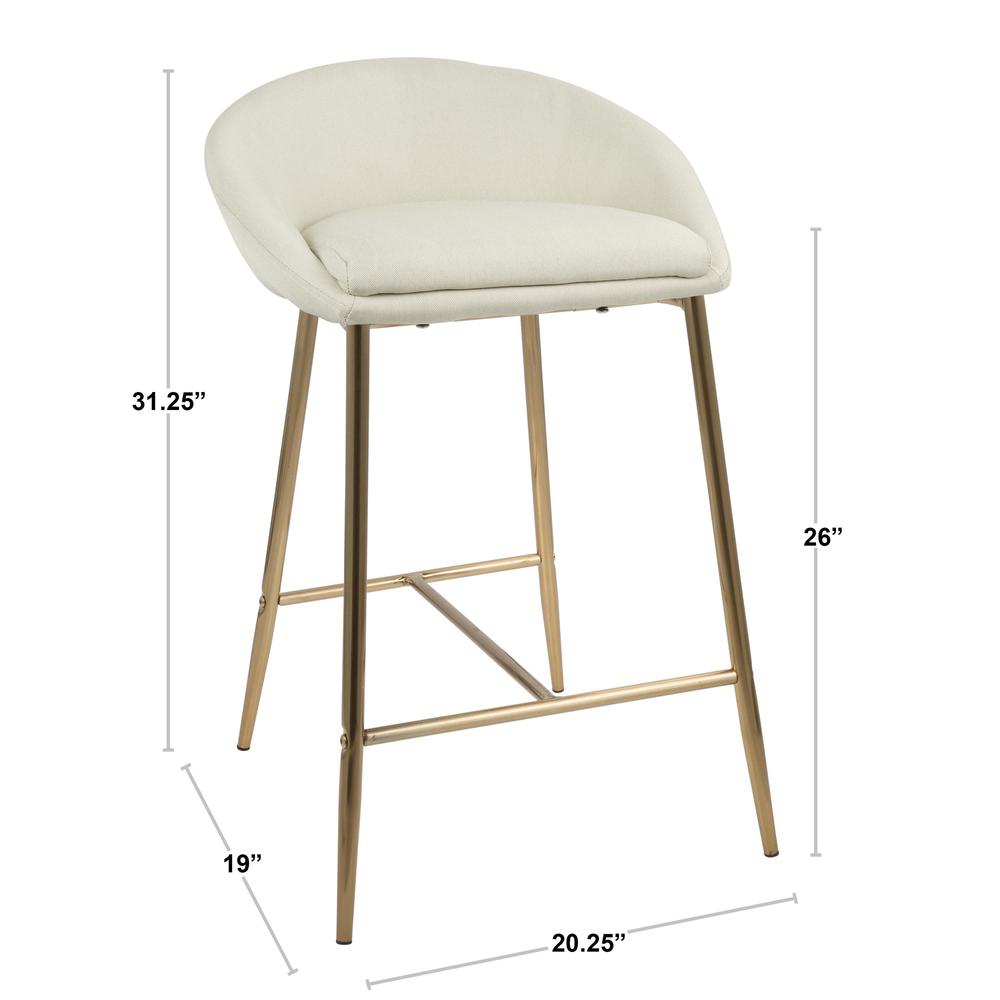 Gold, Cream Fabric Matisse Counter Stool - Set of 2