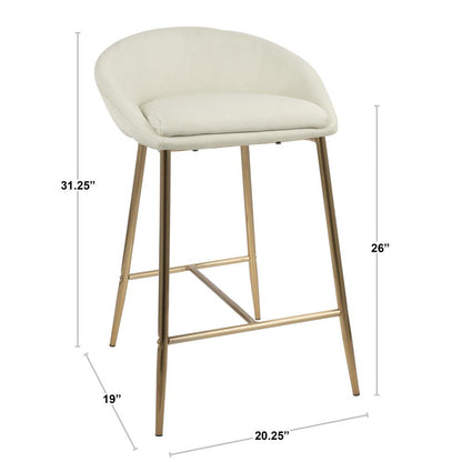 Gold, Cream Fabric Matisse Counter Stool - Set of 2