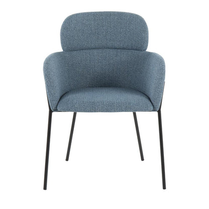 Black Metal, Blue Noise Fabric Milan Chair - Set of 2