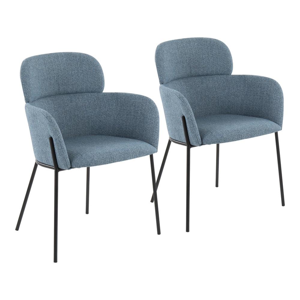 Black Metal, Blue Noise Fabric Milan Chair - Set of 2