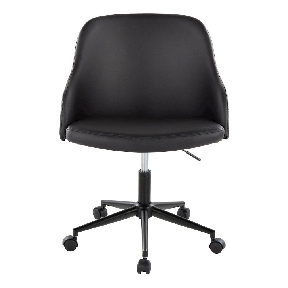 Bacci Office Chair in Black Metal, Walnut Wood, Black PU color