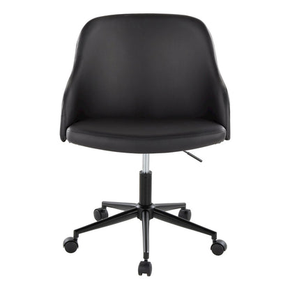 Bacci Office Chair in Black Metal, Walnut Wood, Black PU color