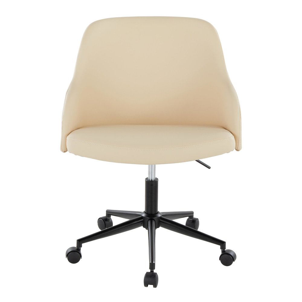 Bacci Office Chair in Black Metal, Walnut Wood, Cream PU color