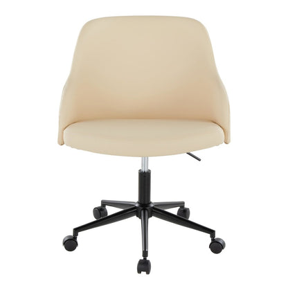 Bacci Office Chair in Black Metal, Walnut Wood, Cream PU color