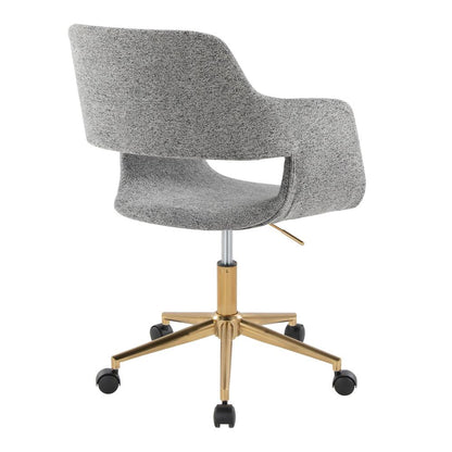 Gold Metal, Grey Fabric Margarite Task Chair