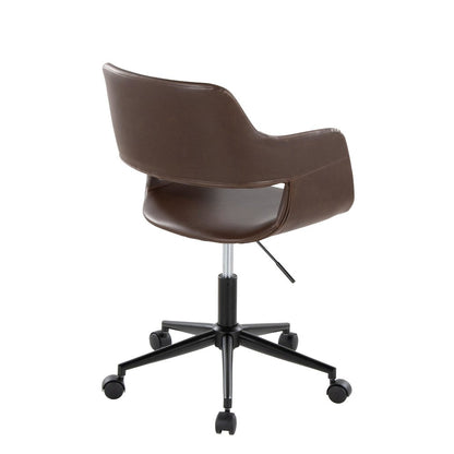 Margarite Task Chair in Black Metal, Espresso PU color