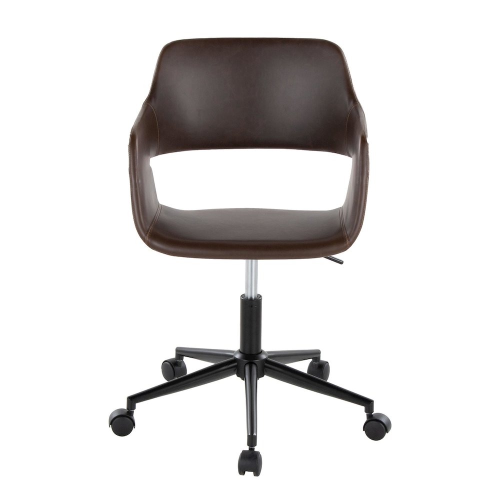 Margarite Task Chair in Black Metal, Espresso PU color