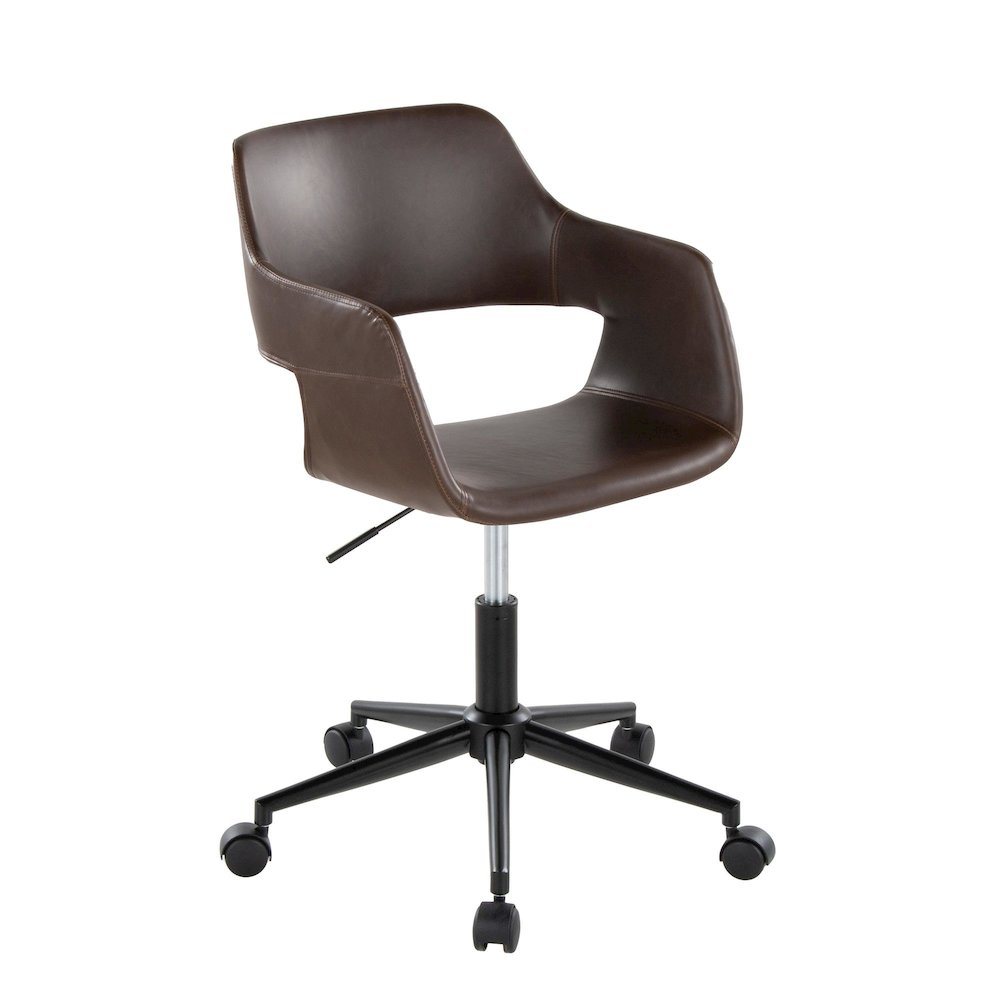 Margarite Task Chair in Black Metal, Espresso PU color