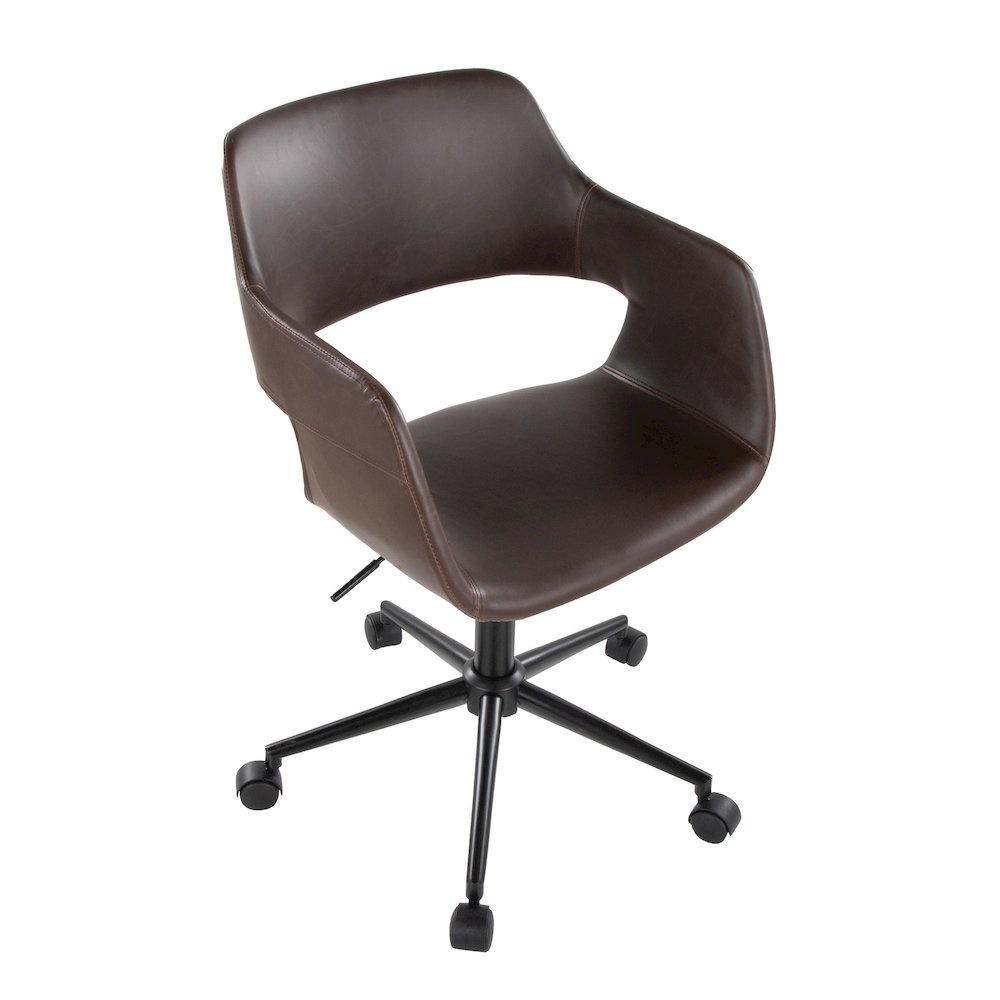 Margarite Task Chair in Black Metal, Espresso PU color
