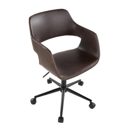 Margarite Task Chair in Black Metal, Espresso PU color