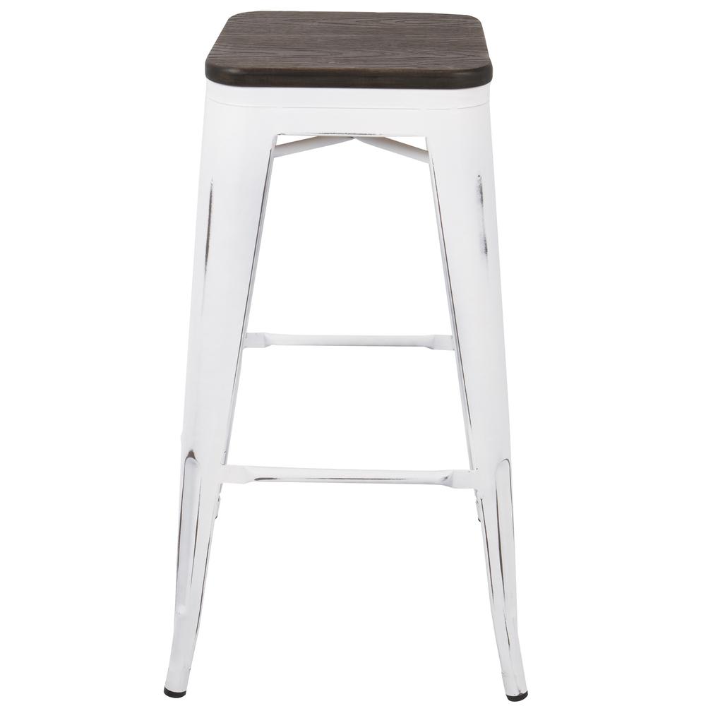 Oregon Industrial Stackable Barstool in Vintage White and Espresso - Set of 2