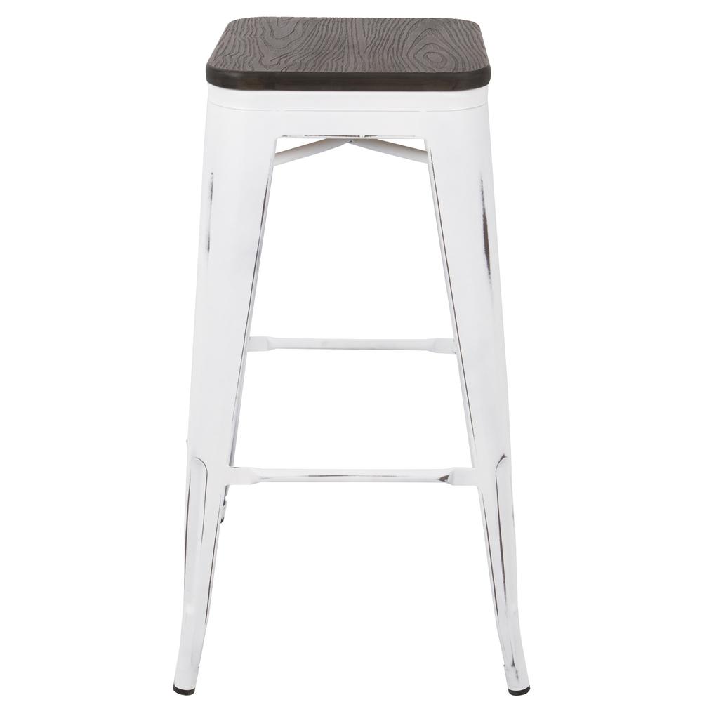 Oregon Industrial Stackable Barstool in Vintage White and Espresso - Set of 2