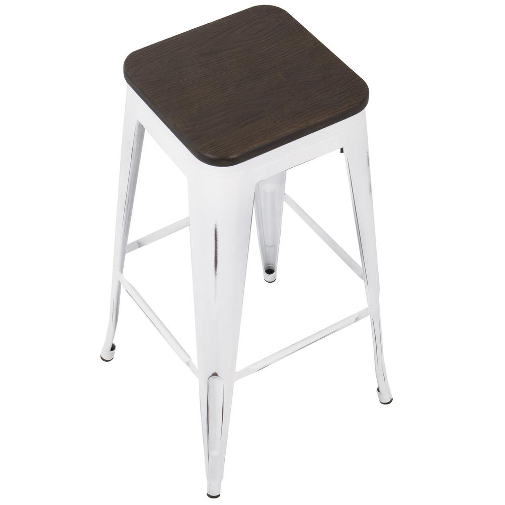 Oregon Industrial Stackable Barstool in Vintage White and Espresso - Set of 2