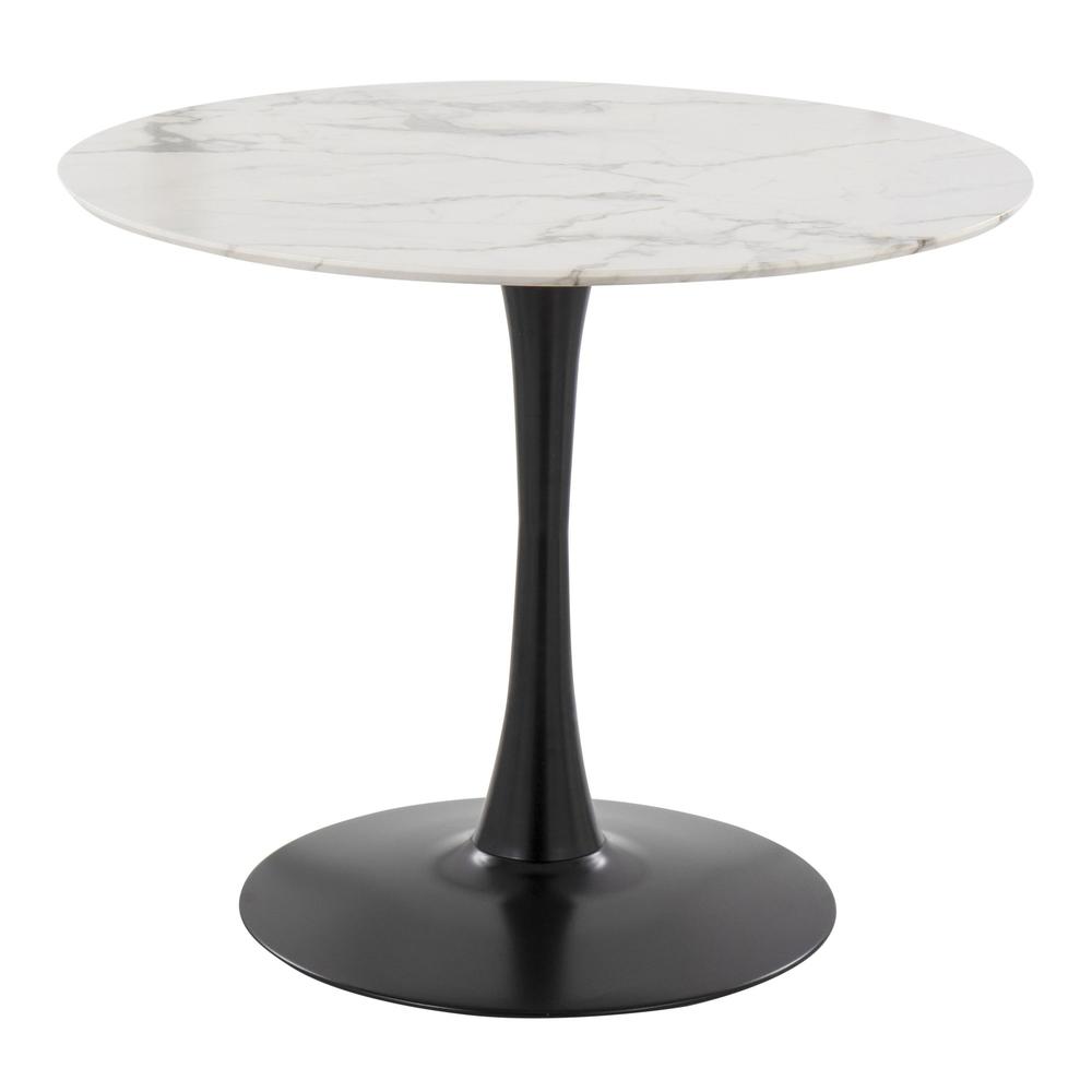 Black Metal, White Marble Veneer Pebble Mod Table