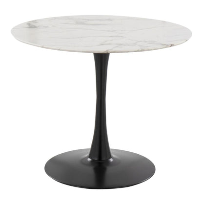 Black Metal, White Marble Veneer Pebble Mod Table