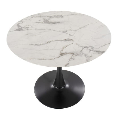 Black Metal, White Marble Veneer Pebble Mod Table