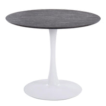 White Metal, Black Marble Veneer Pebble Mod Table