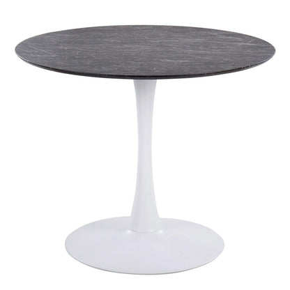 White Metal, Black Marble Veneer Pebble Mod Table