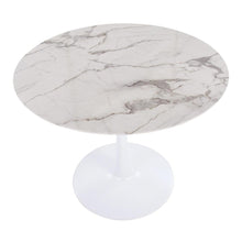 White Metal, White Marble Veneer Pebble Mod Table