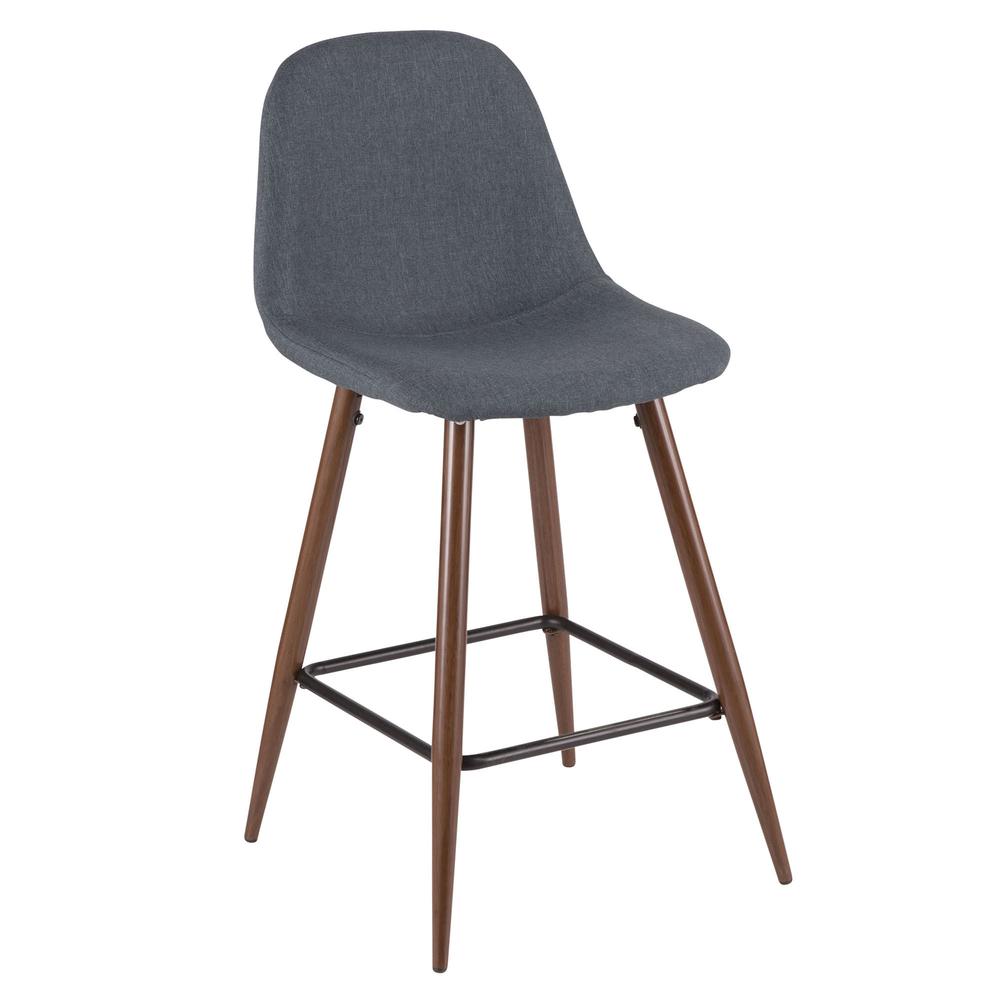 Walnut, Blue Pebble Counter Stool - Set of 2