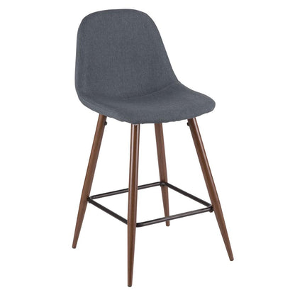 Walnut, Blue Pebble Counter Stool - Set of 2