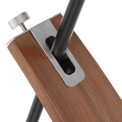 Robyn Mid-Century Modern Floor Lamp in Walnut Wood and Black Shade